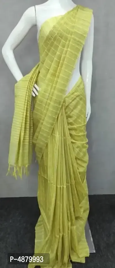 Stylish Green Khadi Kota Silk Women Saree With Blouse piece