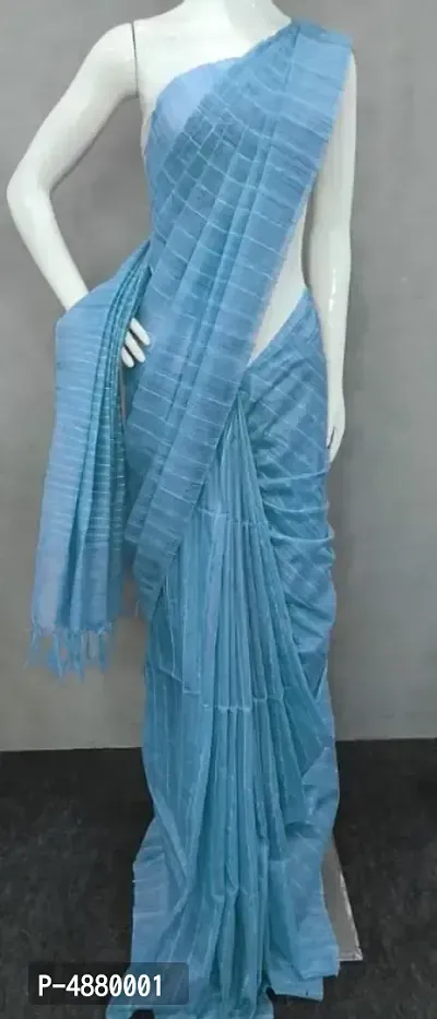 Stylish Blue Khadi Kota Silk Women Saree With Blouse piece