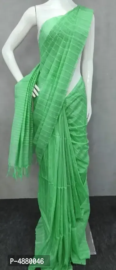 Stylish Green Khadi Kota Silk Women Saree With Blouse piece