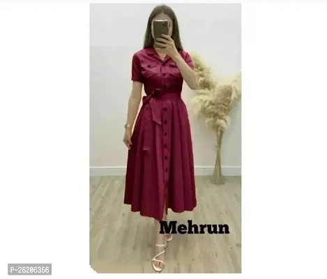 Stylish Fancy Maroon Rayon Solid Dresses For Women-thumb0