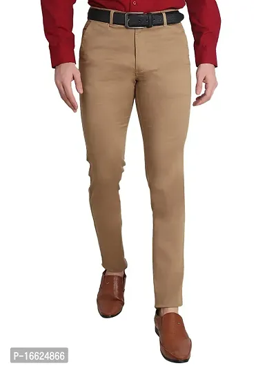 Buy Men Khaki Solid Super Slim Fit Casual Trousers Online - 172845 | Peter  England