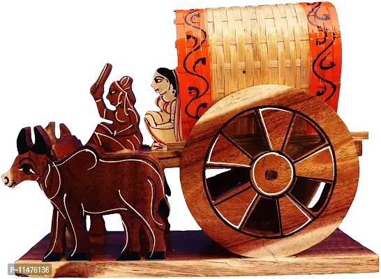 Bankura Traditional Art Center Bullock cart Wooden handicrafts Items Home Decor Table Wall Decorating Showpiece , 30 cm 1 in Box