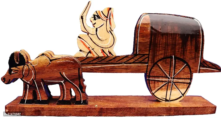 Bankura Traditional Art Center Bullock Cart Wooden handicrafts Showpiece Table Decor and Wall Mounted Home Decoretion Toy for Kids Gift Product 14cm Clear 1 Piece