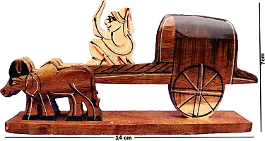 Bankura Traditional Art Center Bullock Cart Wooden handicrafts Showpiece Table Decor and Wall Mounted Home Decoretion Toy for Kids Gift Product 14cm Clear 1 Piece-thumb1