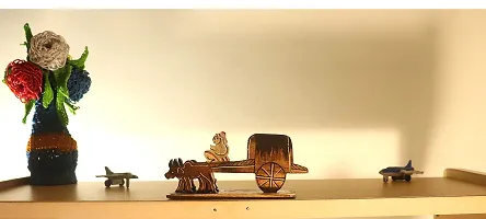 Bankura Traditional Art Center Bullock Cart Wooden handicrafts Showpiece Table Decor and Wall Mounted Home Decoretion Toy for Kids Gift Product 14cm Clear 1 Piece-thumb4