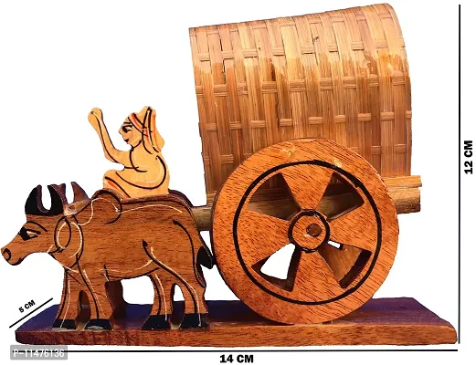 Bankura Traditional Art Center Bullock cart Wooden handicrafts Items Home Decor Table Wall Decorating Showpiece , 30 cm 1 in Box-thumb3