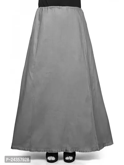 Reliable Grey Cotton Solid Stitched Petticoats For Women