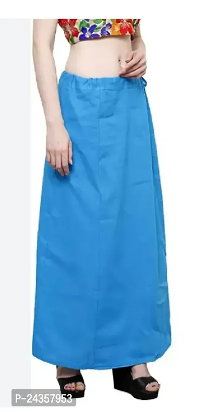 Reliable Blue Cotton Solid Stitched Petticoats For Women-thumb0