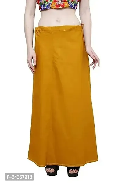 Reliable Mustard Cotton Solid Stitched Petticoats For Women