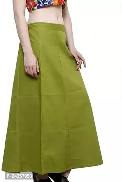 Reliable Green Cotton Solid Stitched Petticoats For Women-thumb0