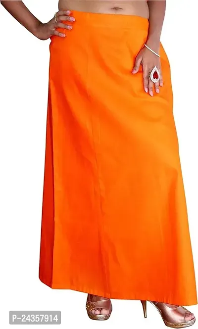Reliable Orange Cotton Solid Stitched Petticoats For Women