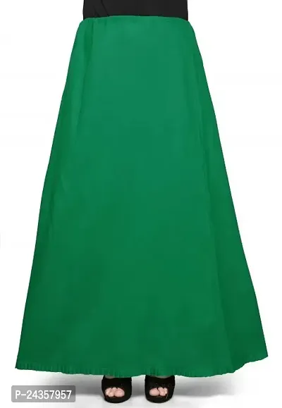 Reliable Green Cotton Solid Stitched Petticoats For Women