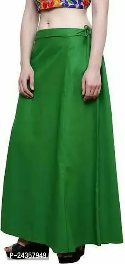 Reliable Green Cotton Solid Stitched Petticoats For Women