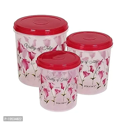 Tulip Printed Kitchen container Set of 3 Pink Colour