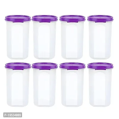 Smart Slim Storage 585 ML (Set of 8) Air-Tight And Leak Resistant Plastic Round Modular Container - For Juice Snacks Spices Dry Fruits- Stackable BPA Free Food Grade-thumb0