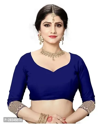 Mahakay Women's Banarasi Synthetic Art Silk Saree with Unstitched Blouse Piece - Zari Woven Work Sarees for Wedding Wear, Party Wear (Blue)-thumb5