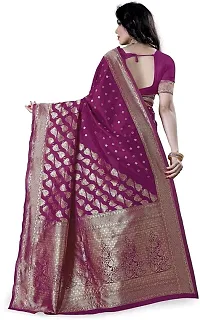 Mahakay Women's Banarasi Synthetic Art Silk Saree with Unstitched Blouse Piece - Zari Woven Work Sarees for Wedding Wear, Party Wear (Purple)-thumb1