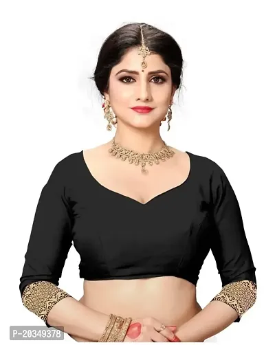 Mahakay Women's Banarasi Synthetic Art Silk Saree with Unstitched Blouse Piece - Zari Woven Work Sarees for Wedding Wear, Party Wear (Black)-thumb4