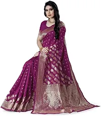 Mahakay Women's Banarasi Synthetic Art Silk Saree with Unstitched Blouse Piece - Zari Woven Work Sarees for Wedding Wear, Party Wear (Purple)-thumb4