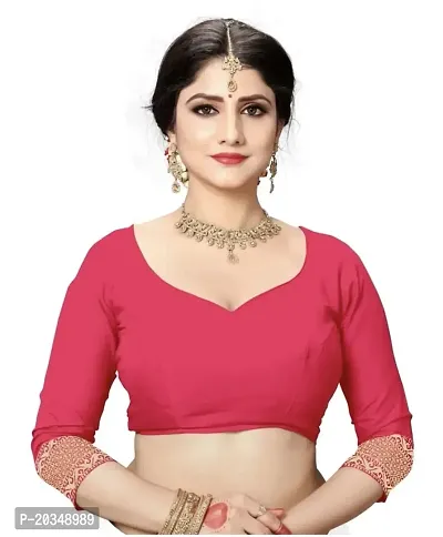 Mahakay Women's Banarasi Synthetic Art Silk Saree with Unstitched Blouse Piece - Zari Woven Work Sarees for Wedding Wear, Party Wear (Pink)-thumb5
