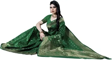 Mahakay Women's Banarasi Synthetic Art Silk Saree with Unstitched Blouse Piece - Zari Woven Work Sarees for Wedding Wear, Party Wear (Green)-thumb2