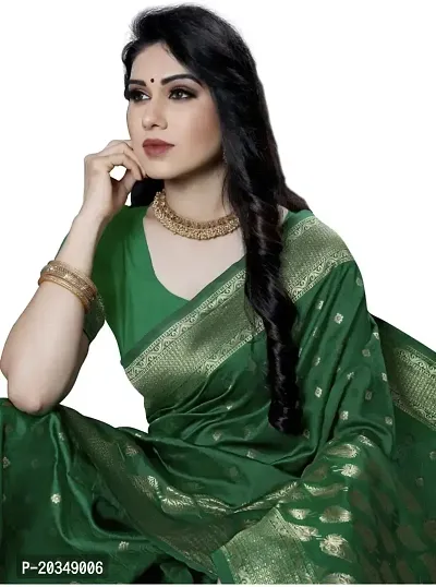 Mahakay Women's Banarasi Synthetic Art Silk Saree with Unstitched Blouse Piece - Zari Woven Work Sarees for Wedding Wear, Party Wear (Green)-thumb2