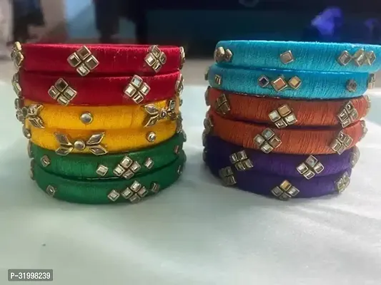 Elegant Multicoloured Plastic Bangles For Women pack of 12-thumb0