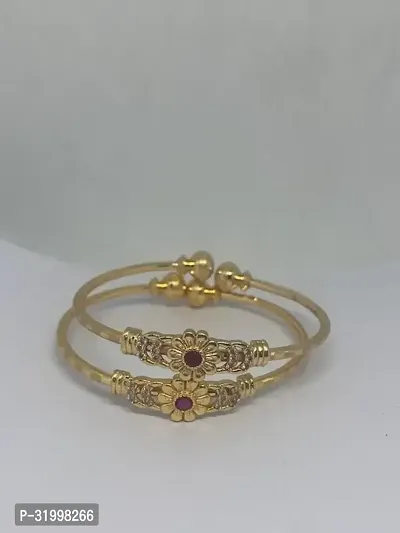 Elegant Golden Brass Bangles For Women Pack of 2-thumb0