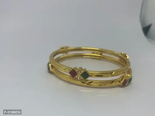 Elegant Golden Brass Bangles For Women Pack of 2-thumb0