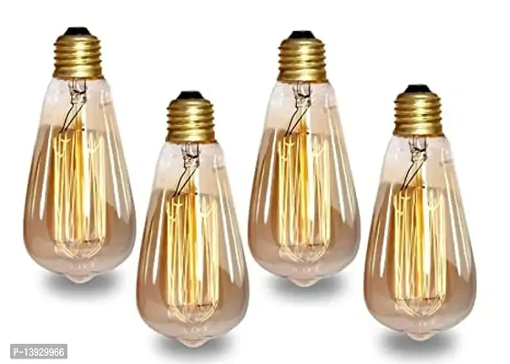 DONERIA Filament Bulbs E27 LED 4-Watt Yellow Edison Tungsten, Bedroom, Living Room, Dining, Room, Outdoor, Indoor, Amber Bulb (Pack of 4)