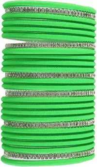 DONERIA Non-Precious Metal Base Metal with Zircon Gemstone Studded worked Glossy Finished Bangle Set For Women and Girls, (T.Green_2.8 Inches), Pack Of 26 Bangle Set-thumb3