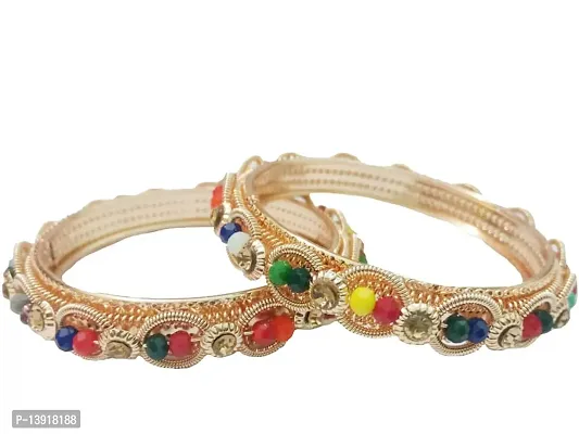 DONERIA Metal Base Metal with Zircon Gemstone Or Pearl worked Kada Set For Women and Girls-thumb4