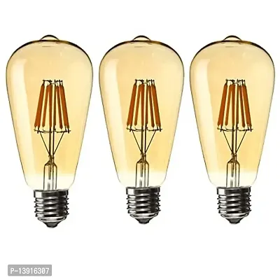 DONERIA Filament Bulbs E27 LED 4-Watt Yellow Edison Tungsten, Bedroom, Living Room, Dining, Room, Outdoor, Indoor, Amber Bulb (Pack of 3)
