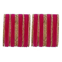 DONERIA Metal with Zircon Gemstone Or Velvet worked Bangle Set For Women and Girls, (Magenta_2.8 Inches), Pack Of 36 Bangle Set-thumb2