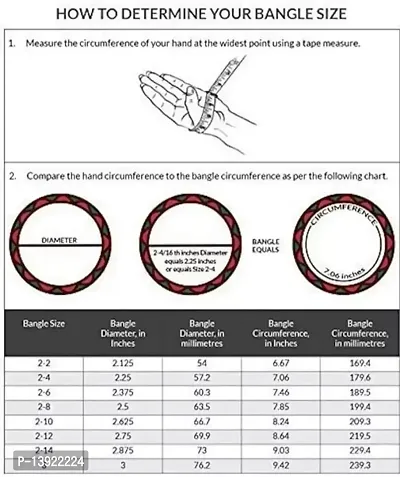 DONERIA Metal Base Metal with Velvet worked and Cutting Shaped Bangle Set For Women and Girls, (Red_2.6 Inches), Pack Of 56 Bangle Set-thumb5