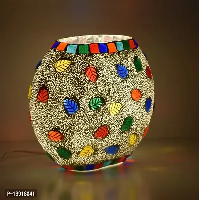 DONERIA Handicraft Mosaic Table Lamp Combination of Colour Beads Mushroom Round Dome Shape Mosaic Bedside Table Turkish Lamps with Colorful Light for Home Decoration Bedroom Table Lamp (Multicolour)