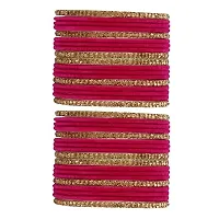 DONERIA Metal with Zircon Gemstone Or Velvet worked Bangle Set For Women and Girls, (Magenta_2.8 Inches), Pack Of 36 Bangle Set-thumb1