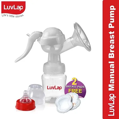 LuvLap Manual Breast Pump, 3 Level Suction Adjustment, 2pcs Breast pads free, Soft  Gentle, BPA Free