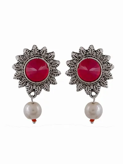 Silvermerc Designs Plated, Brass Oxidized and Pearl Earrings for Women Girls,