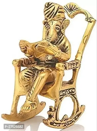 Cosmics Metal Brass Cotting LoGanesha Reading Ramayana Statue-thumb0