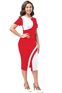 Nippun Women Western Stylish Round Neck Bodycon Dress (Small, RED)-thumb2