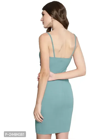 Nippun Western Trendy Sleeveless V-Neck Bodycon Dress (Small, Sea Green)-thumb3
