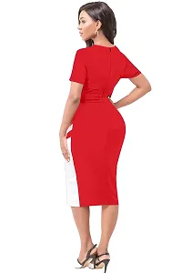 Nippun Women Western Stylish Round Neck Bodycon Dress (Small, RED)-thumb3