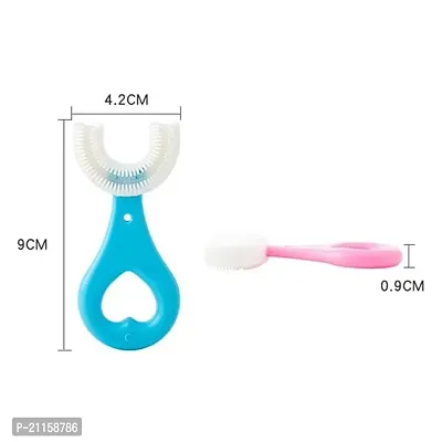 U Shaped Toothbrush for Kids Manual Whitening Toothbrush Silicone Brush Head for Kids Children Infant Toothbrush For 2-6 Years Mouth-Cleaning (Multicolor)-thumb4