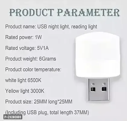 Mini USB Bulb Plug in LED Night Light Flexible Portable car Bulb, Indoor, Outdoor, Reading, Sleep (Pack of 8 Pcs)-thumb2