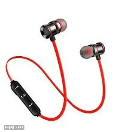 Wireless Magnet Bluetooth Earphone In-Ear Bluetooth Headset (Red)-thumb0