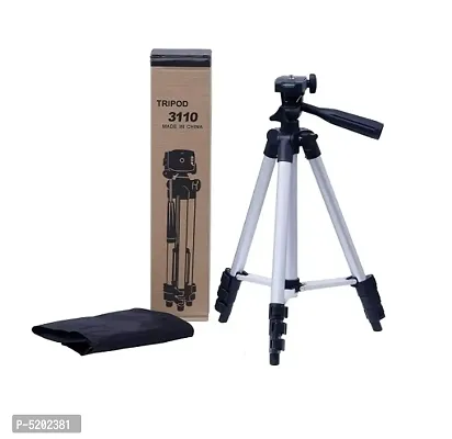 Tripod Portable - Aluminium Light Weight - Camera Stand with 3-Dimensional - Head for Video Cameras and Mobile Tripod - Fully Flexible Mount Cum Tripod - Silver  Black-thumb0
