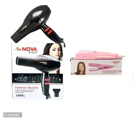 Nova Hair Straightener MP-8006 and Nova  N-6130 1800W Hot Electric Hair Dryer Combo Pack