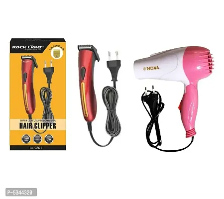 Rocklight RL-C8011 Runtime: 600 min Trimmer and Nova Professional Hair Dryer Foldable 1000w Pack of 2 Combo