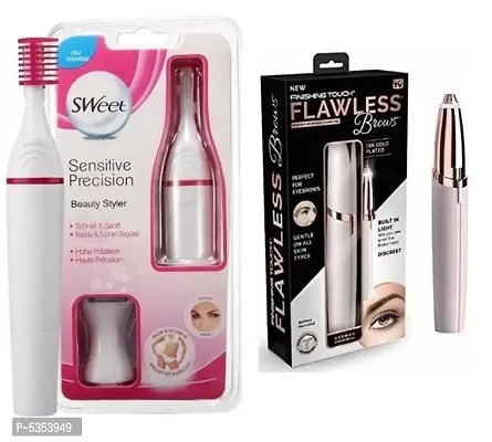 Sensitive Precision Sweet Style Bikini Eye Brow Hair Remover Trimmer and Flowless Eyebrow Hair Remover Pack of 2 Combo